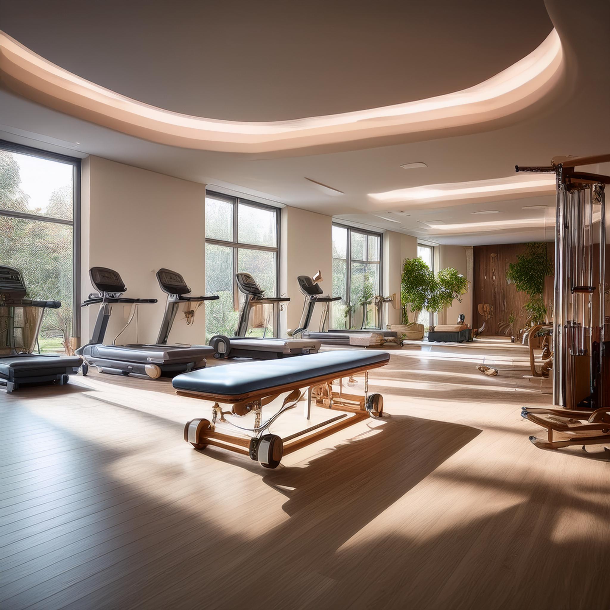 Fitnessstudio Innenraum mit Personaltrainer.